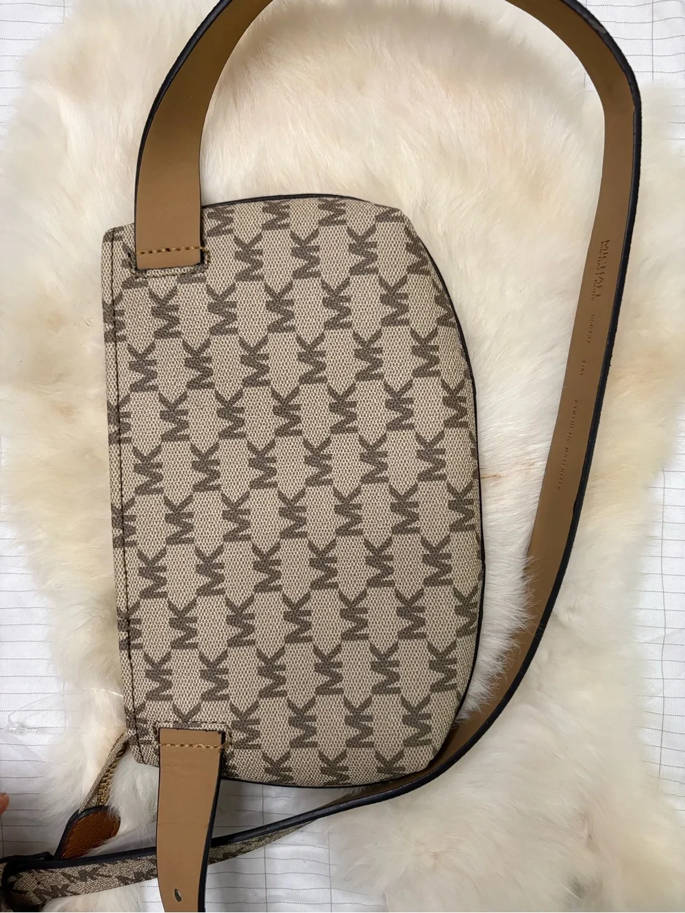 Michael Kors Beige Brown Signature Crossbody Belt Bag